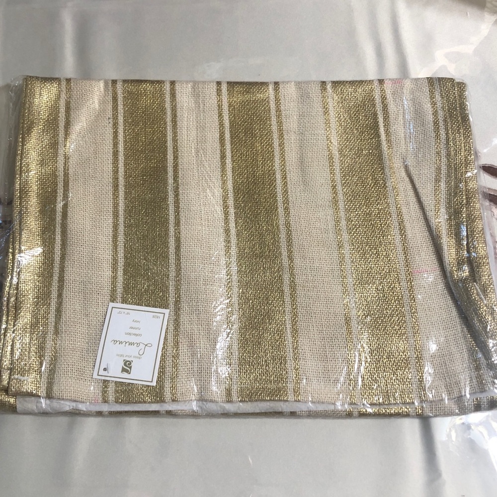 Saro Lifestyle 1828 Striped Burlap Table Runner